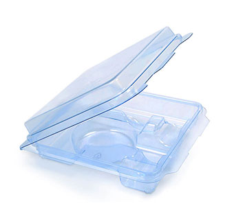 Blue clamshell plastic product